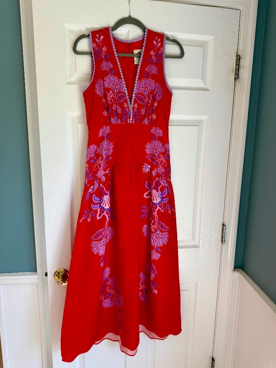 FARM Rio Dresses & Skirts - Farm Rio XS Porcelain Garden Red Midi Dress